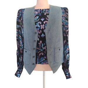 1970s Levi's Wildfire Sportswear Blue Corduroy Button Up Unisex Vest 24"l x 21"w
